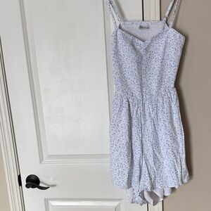Hollister Blue and White Floral Romper